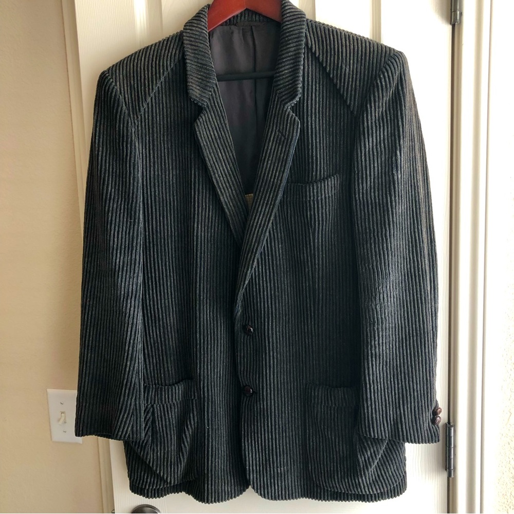 Corneliani Made in Italy CORDUROY BLAZER JACKET Charcoal Gray